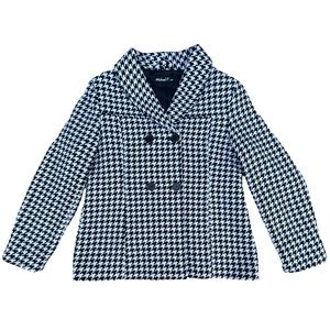 Vintage 90s Michael F Houndstooth Double Breasted Black White Coat